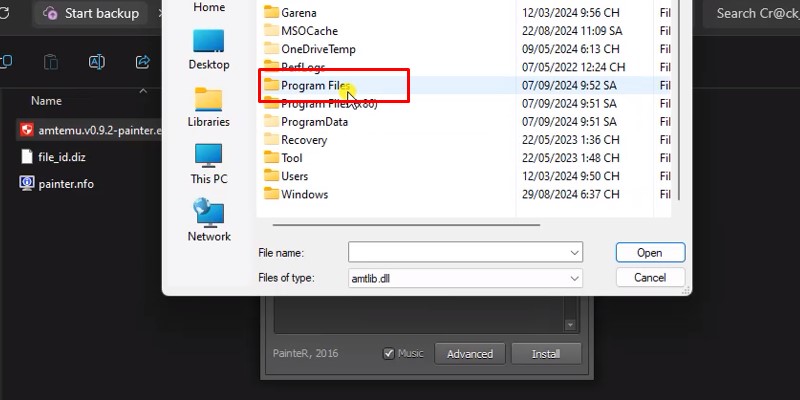 Vào program fIle