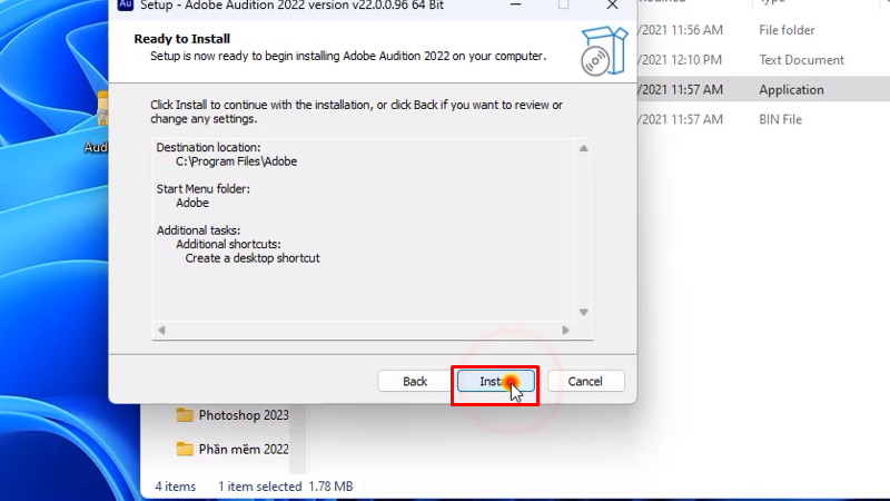 bấm Install