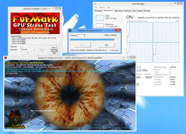 FurMark phần mềm kiểm tra chuyên sâu dành riêng cho card đồ họa